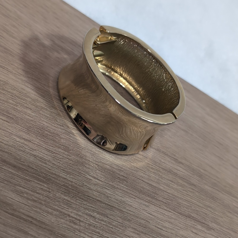 Hinged Wide Concave Cuff Bracelet Womens Gold Toned Statement‎ Bangle Stackable